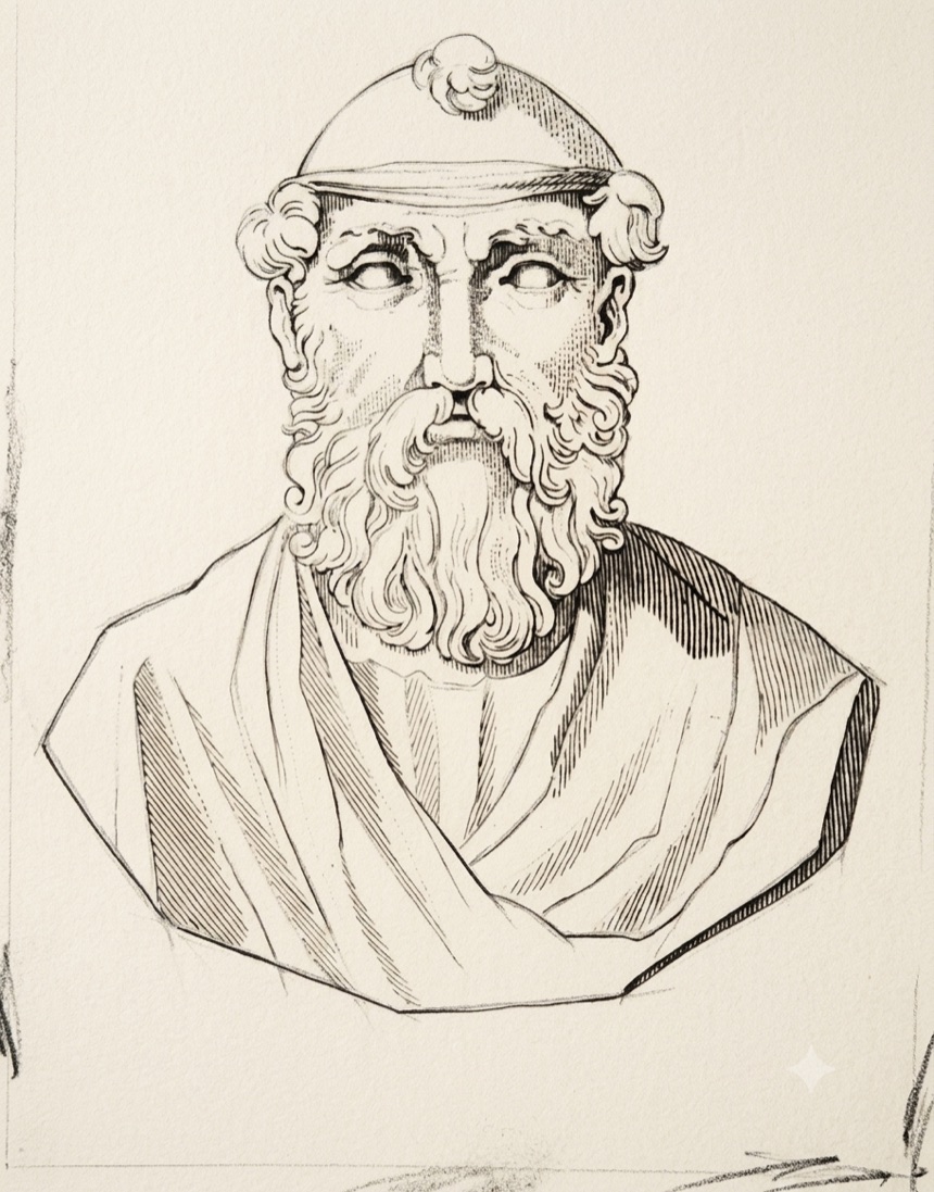 Engraved portrait of Archimedes of Syracuse