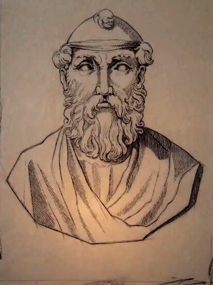 Engraved portrait of Archimedes of Syracuse